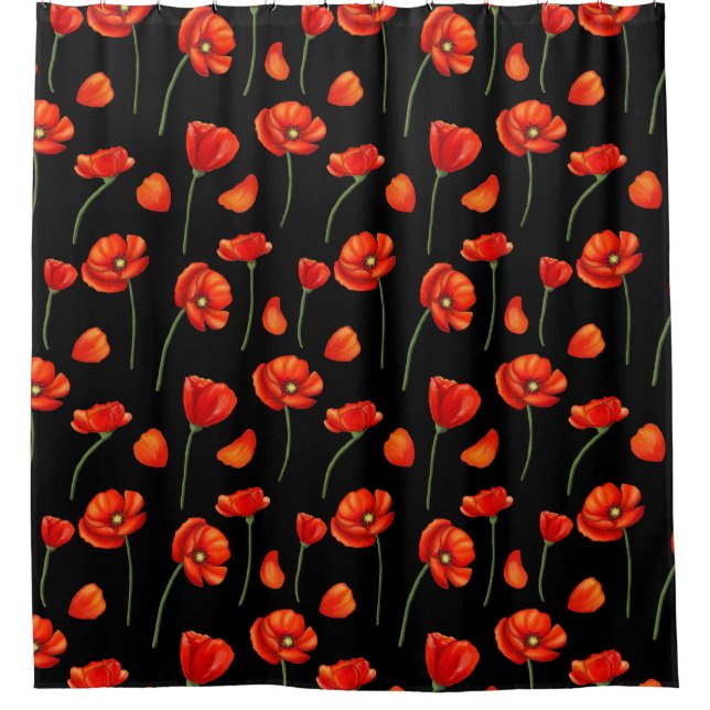 Mohnmuster Duschvorhang (Vorderseite)