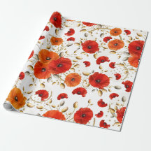 Mohnrot Blume Orange Glam Weißer Goldmetall
