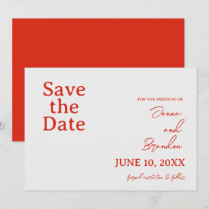 Mohnrot & cremefarbene Hochzeit Save The Date