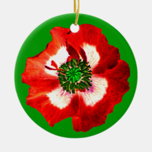 Mohnrot Weiß Grüne Ornament Grün
