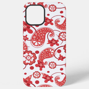 Mohnrot Weißer schicker Paisley-Muster iPhone 12 Pro Max Hülle