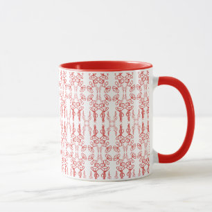 Mohnumriss, roter Ringer-Kaffeebecher auf Weiß Tasse