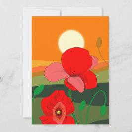 Mohnwiese bei Sonnenuntergang Einladung
