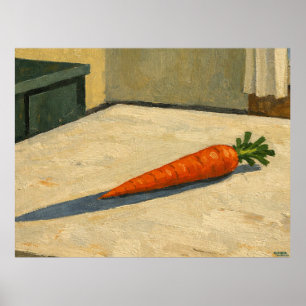 Möhre auf einem Tisch hängendes Kunstwerk Poster