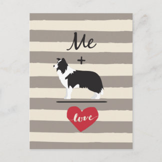 Moi plus Bordure Collie égal amour carte postale m