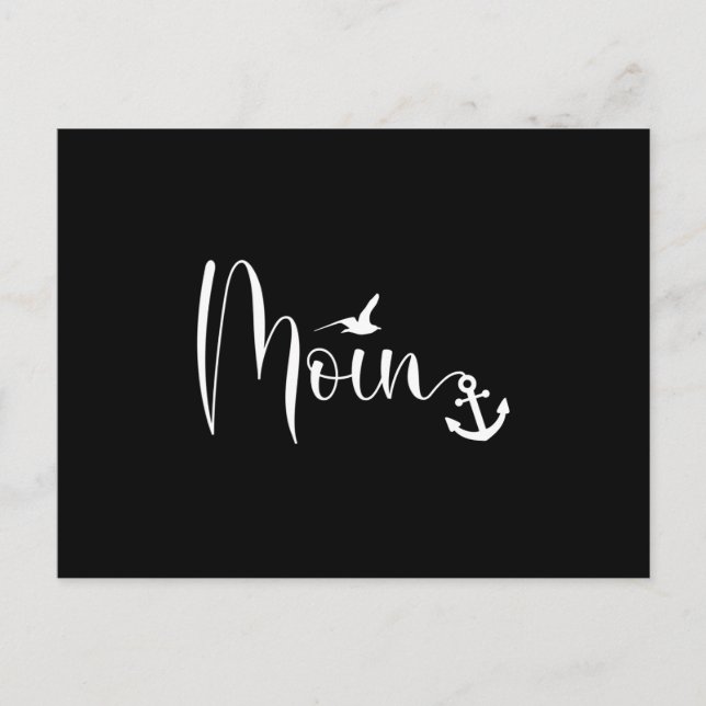 Moin Möwe Anker Weiß Postkarte (Vorderseite)
