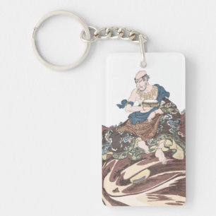 Moine bouddhiste immortel d'Ukiyo-e sur une tête