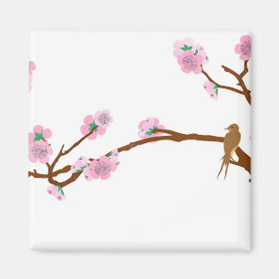 Moineau sur l'arbre - aimant