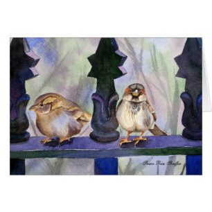 Moineaux sur la barrière