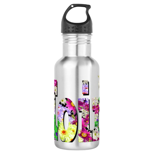 Moira, Mädchenname mit Daisis, Edelstahlflasche (Vorderseite)