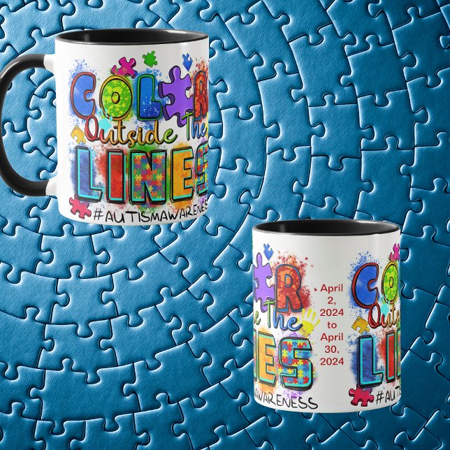 Mois d'acceptation de l'autisme personnalisé Mug e (Celebrate Autism Acceptance Month with a splash of color and a personal touch with this mug!)