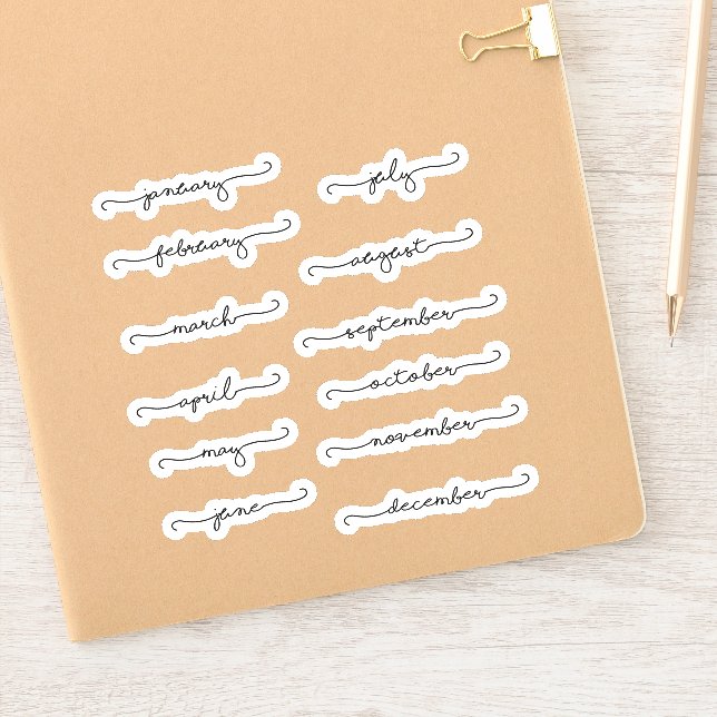 Mois de l'année cursive Planner stickers (Carnet)