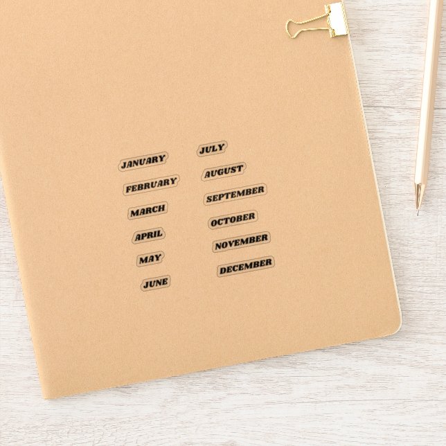 Mois de l'année Sticker Set Rétro (Carnet)