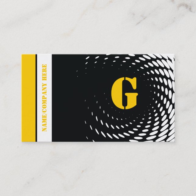 Moitié monogramme noir jaune cartes de visite (Devant)