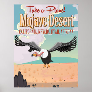 Mojave Wüste Cartoon Urlaub drucken. Poster