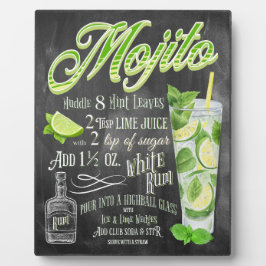 Mojito Cocktail Chalkboard Rezept Fotoplatte