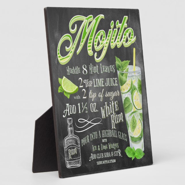 Mojito Cocktail Chalkboard Rezept Fotoplatte (Seite)