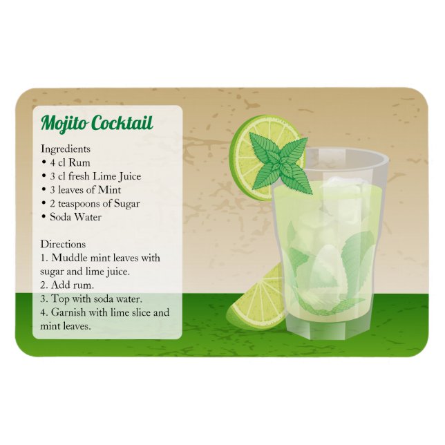 Mojito Cocktail Rezept Magnet (Horizontal)