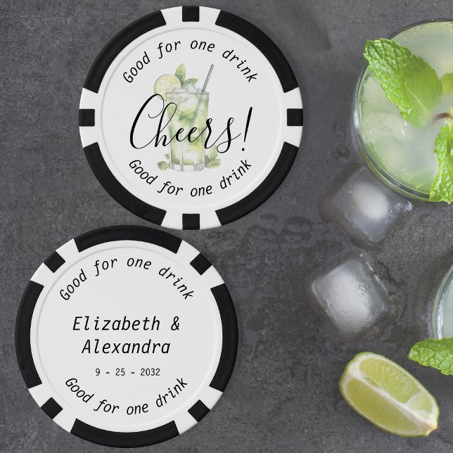 Mojito Drink Wedding Pokerchips (Modern Cheers Mojito Drink Wedding Poker Chips)