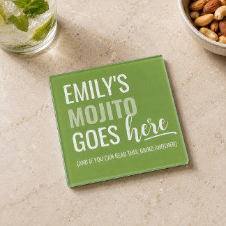 Mojito gehört hierher Lustiges Limettengrün Modern Glasuntersetzer