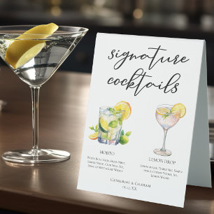 Mojito Lemon Drop Summer Signature Cocktails Menü Tischaufsteller