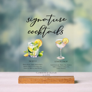 Mojito Lemon Drop Üppige Signature-Cocktails-Menü Acrylschild
