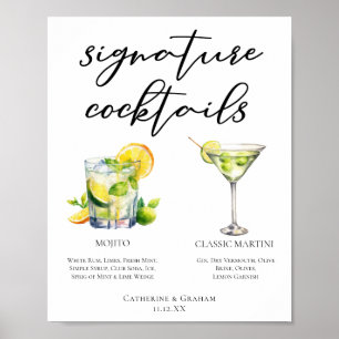 Mojito Martini Menü für Cocktails bei Hochzeitsfei Poster