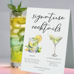 Mojito Martini Menü für Cocktails bei Hochzeitsfei Tischaufsteller