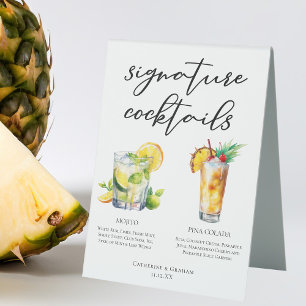 Mojito Piña Colada Unterschrift Cocktails Menü Tischaufsteller