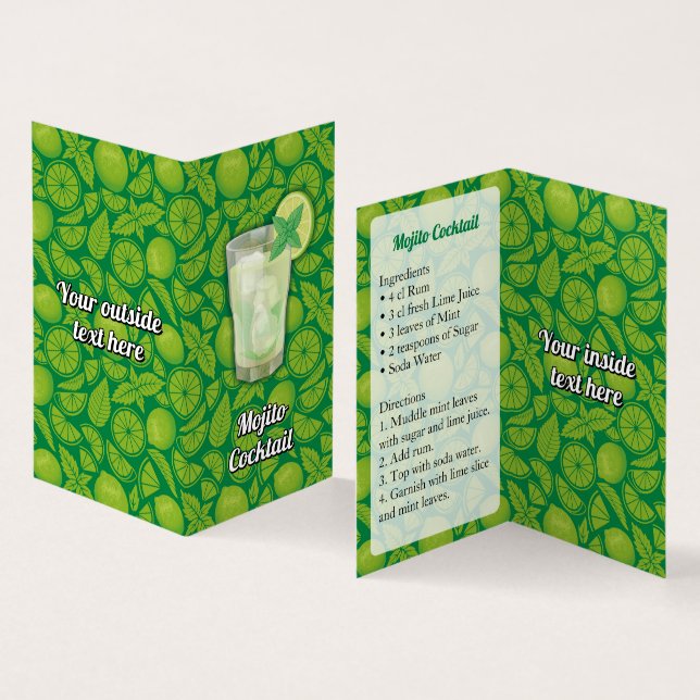 Mojito Recipe Visitenkarten (Innenseite und Außenseite)