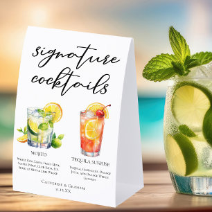 Mojito Tequila Sunrise Signature-Cocktails-Menü Tischaufsteller