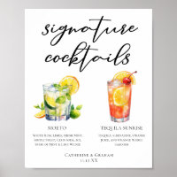 Mojito Tequila Sunrise Wedding Cocktails Menü