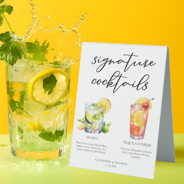 Mojito Tequila Sunrise Wedding Cocktails Menü Tischaufsteller (Von Creator hochgeladen)