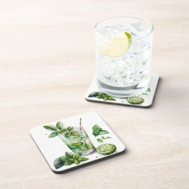 MOJITO-WASSERGLAS MIT MINT GETRÄNKEUNTERSETZER