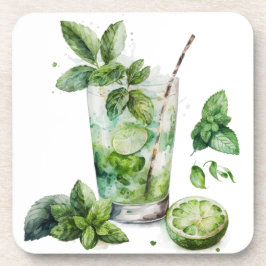 MOJITO-WASSERGLAS MIT MINT GETRÄNKEUNTERSETZER