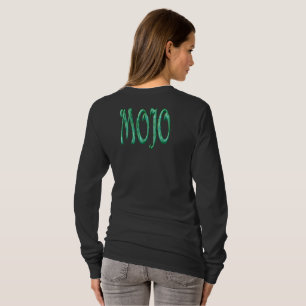 Mojo-Frauen schwarzes Langarm-T-Shirt Rückseite T-Shirt