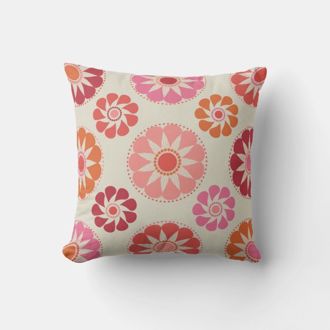 MOJO-Kissen, rosa und orange Blume Kissen (Vorderseite)