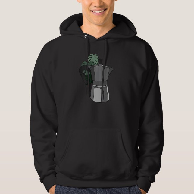 Moka Pot Coffee Maker and Monstera Hoodie (Vorderseite)