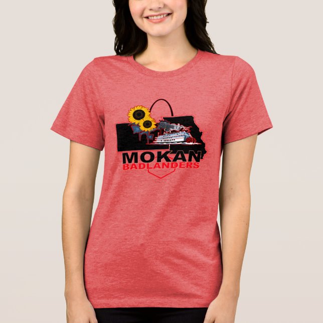 MOKAN Badlanders konzentriert dunkle Farbfrauen Tri-Blend Shirt (Vorderseite)