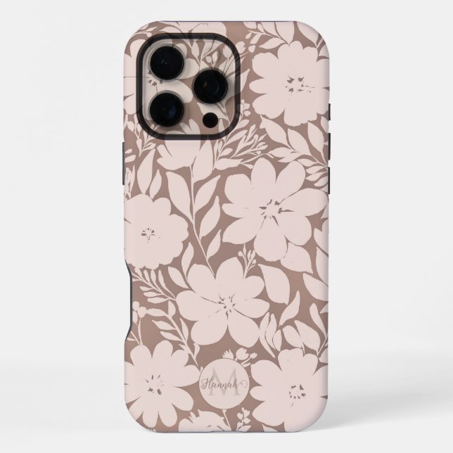 Mokka-Blüten-Eleganz iPhone 16 Pro Max Hülle (Rückseite)
