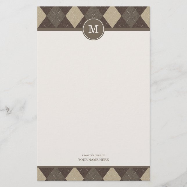 Mokka Chocca Rauten-kariertes Briefpapier (Vorderseite)