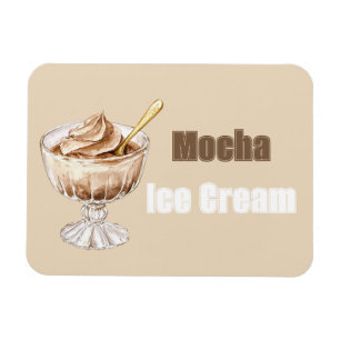 Mokka-Eiscreme-Schale Goldlöffel Magnet