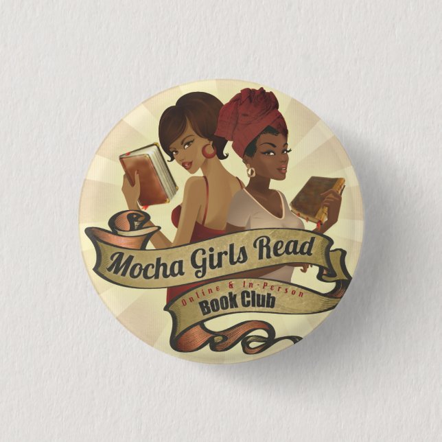 Mokka-Mädchen lasen Logo-Knopf Button (Vorderseite)