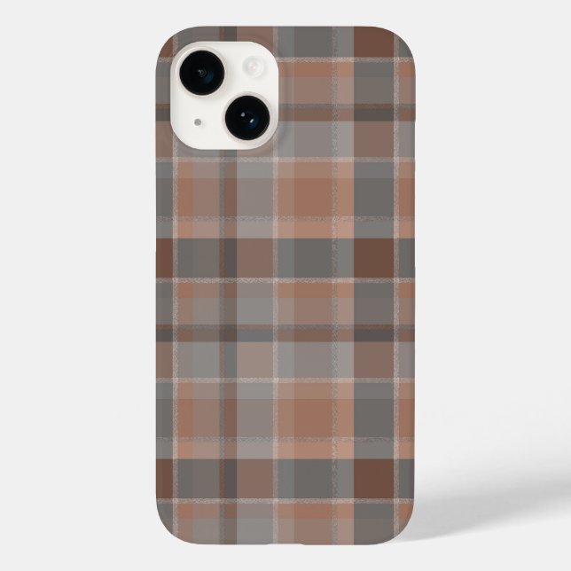 Mokka-Mousse und grau kariert Case-Mate iPhone 14 Hülle (Rückseite)