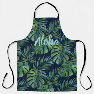 Moku-Insel Hawaiianische Aquarell-Monstera -Navy Schürze