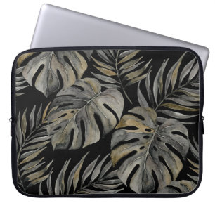 Moku Island Hawaiian Monstera- Schwarzer Neoprenan Laptopschutzhülle