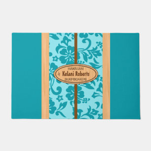 Mokuleia Hawaiian Faux-Holz-Monogramm-Surfboard Fußmatte