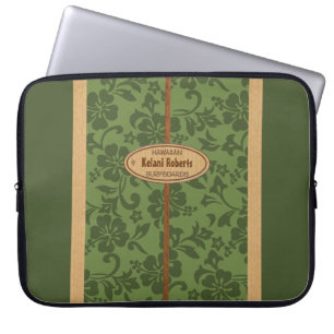 Mokuleia Hawaiian Faux-Holz-Monogramm-Surfboard Laptopschutzhülle