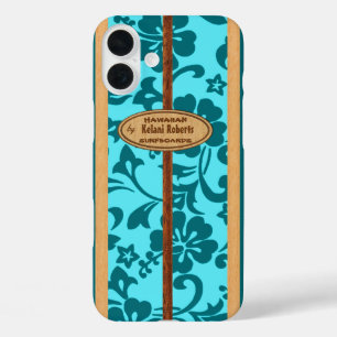 Mokuleia Hawaiian Imitats Wood Monogram Surfboard  iPhone 16 Plus Hülle