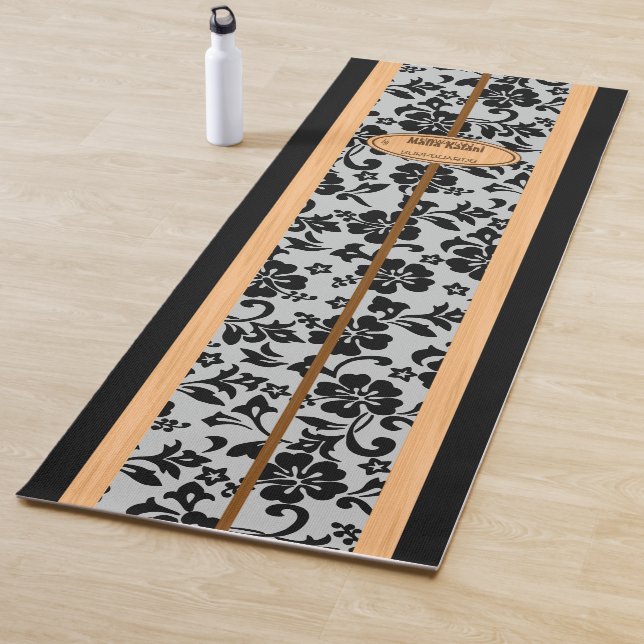 Mokuleia hawaiisches Hibiskus-Monogramm-Surfbrett Yogamatte (Beispiel)